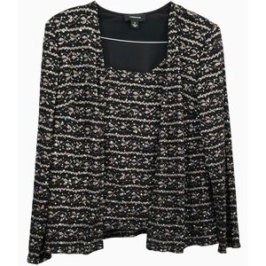 R&M Richards Women's 14 Top Attached Jacket Black Gold Multicolor Sequin Vintage